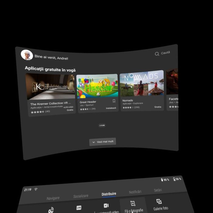 Ochelari VR OCULUS GO 64 gb memorie cu toate accesorile+cablu de 2 m