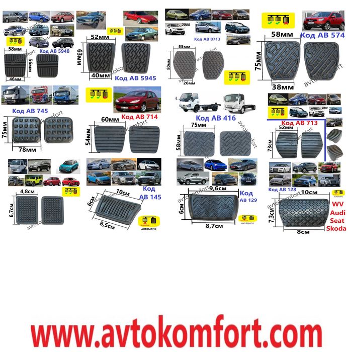 Гумени Подложки За Педали БМВ Опел Форд Рено Пежо Тойота Мазда Хонда