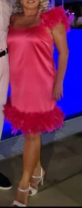 Rochie din Saten cu Pene