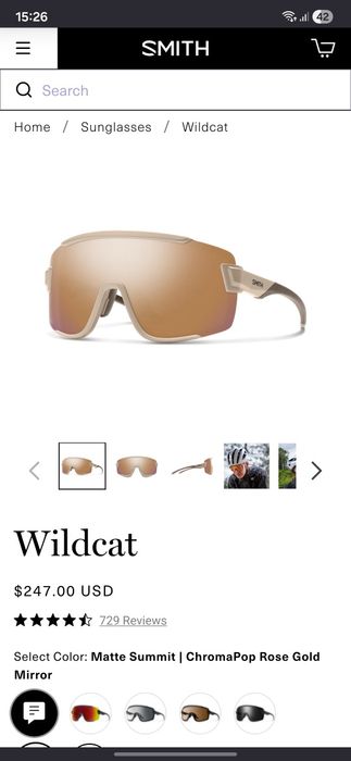 Ochelari Smith Optics Wildcat Matte Summit | ChromaPop Rose Gold Mirro