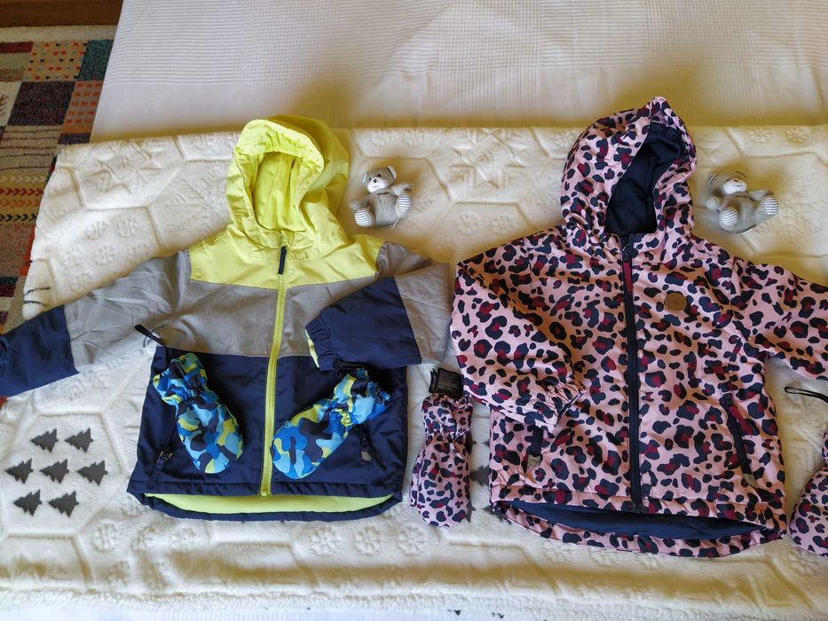 Ски якета за близнаци 98-104 и ръкавици Lupilu 2-4 год.