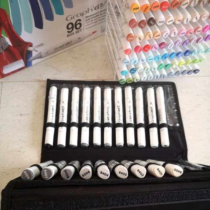 Комплект двувърхи алкохолни маркери Graph'it BRUSH 96 + още 20 цвята