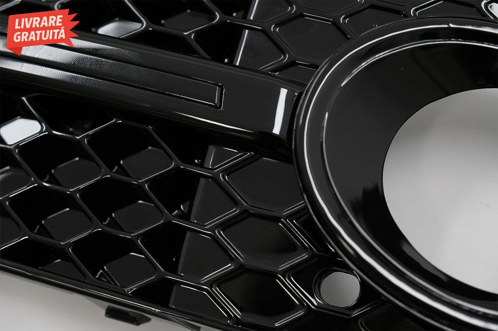 Grile Laterale Bara Fata AUDI A4 B8 8K (2007-2011) S4 Design Negru Luc