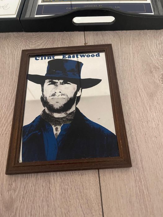 Mid century reclame tavi oglinda Cinzano, Campari, Dry Gin, Clint Eastwood