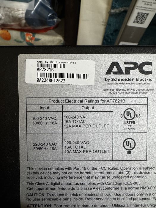 APC Rack PDU AP7821B