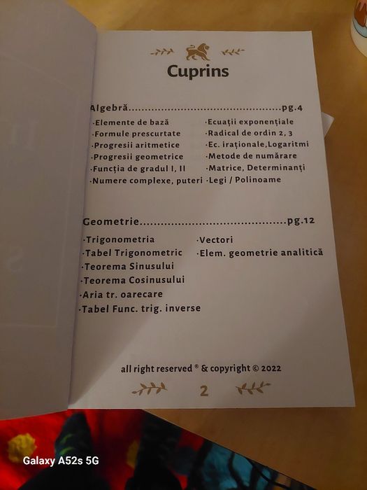 Carte  cu  formule  de matematica 9-12