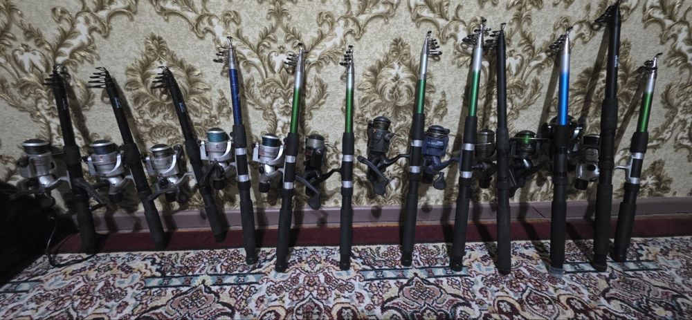 Набор для рыбалки  12 спиннинга с намотанной плитенкой, калаколчики, г