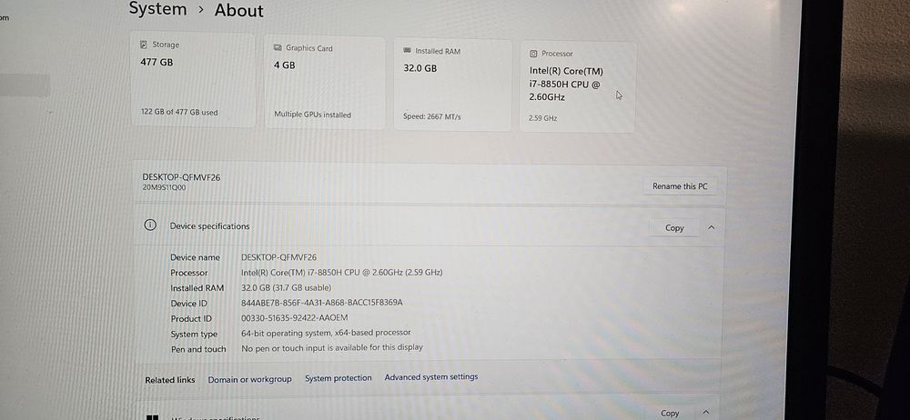 Laptop Lenovo P52, I7, 4GB Nvidia, 32GB RAM, 500GB SSD + Cadou