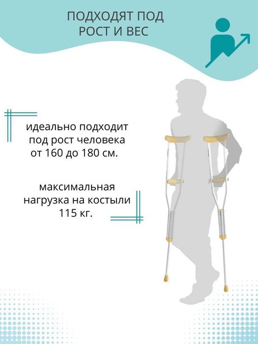 Костыли подмышечные алюминиевые усиленные пара