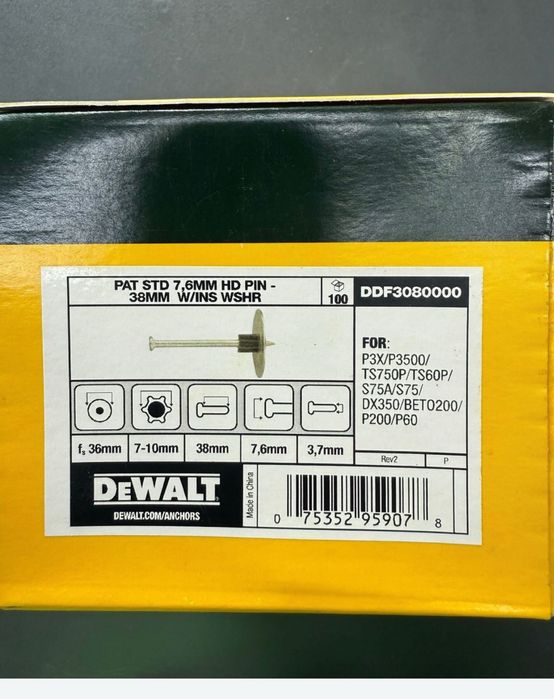 DeWalt DDF3080000 stifturi  de acționare cu șaibă izolatoare