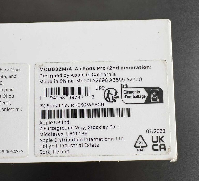 Слушалки Apple Airpods Pro 2 (ОРИГИНАЛНИ купувани от Технополис)