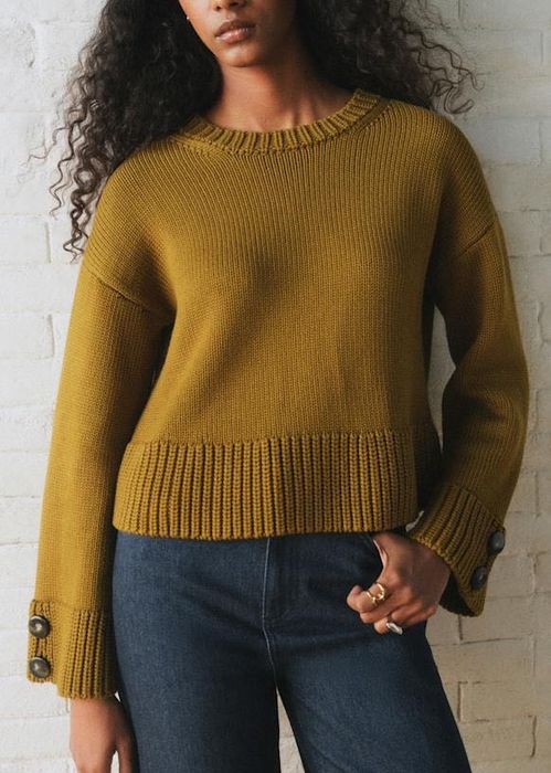 Уникален пуловер от мерино вълна olive green Sezane
