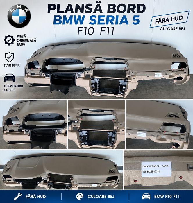 Plansa bord BMW Seria 5 F10 F11  fara Head-Up Display HUD bej