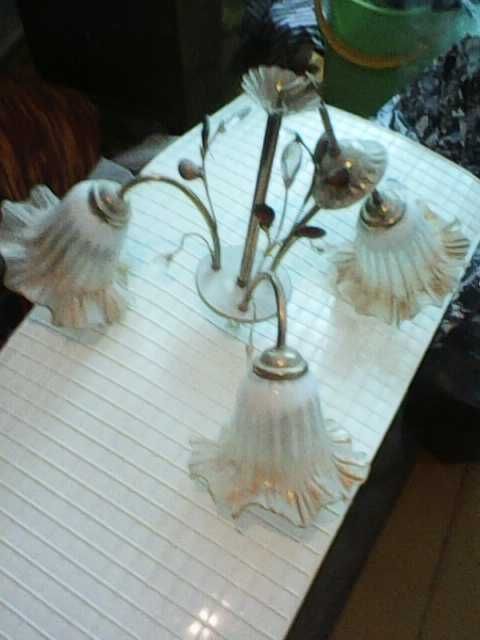 люстра с тремя плафонами.