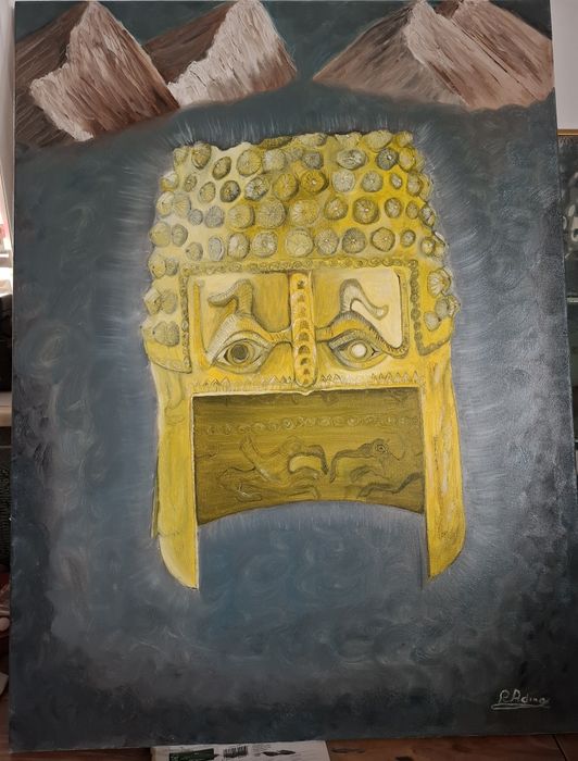 Tablou coiful dacic - ulei pe pânză canvas 60x80cm