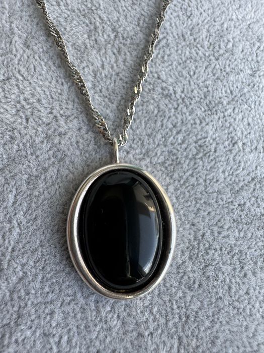 Pandantiv si lant argint-onix cabochon