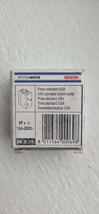 Priză Modulară Gewiss System – Standard USA (Pini Plați) – Nouă