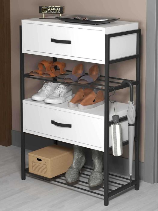 Шкаф за обувки с 4 рафта и 2 врати/ Етажерка за обувки/ Рафт за обувки