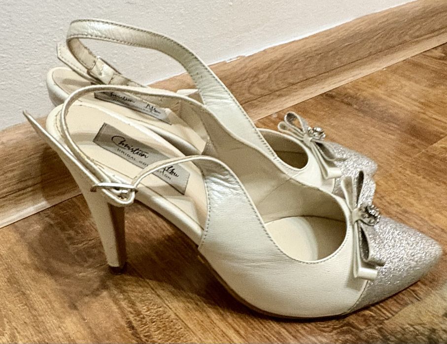 Pantofi mireasa alb perla CHRISTIAN ALBU - facuti la comanda