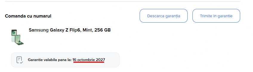 Galaxy Z Flip6 Mint, 256 GB, Excelent (Garantie 1 an)