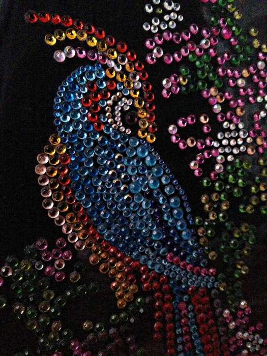 ЧУДО-ПТИЦА из страз ПО стеклу