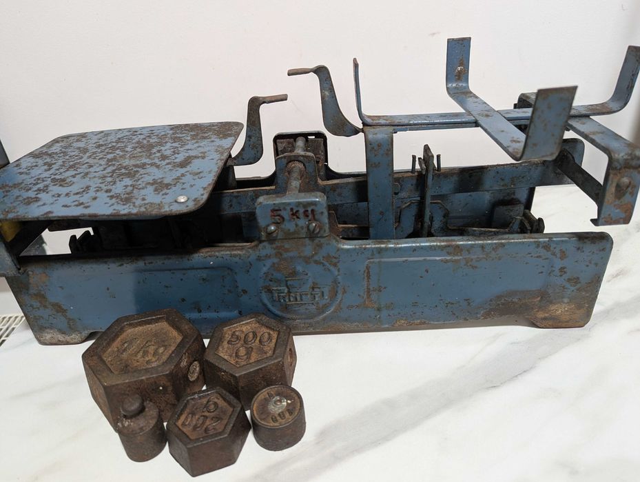 Cantar, Balanta veche, functionala,cu greutati an 1930, decor vintage