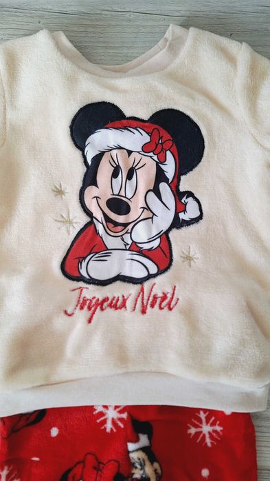 Pijama MINNIE MOUSE, maneca lunga, alb-rosie
