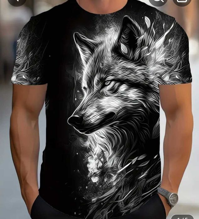 Новая Футболка с Шортами, принт Волк,48-50 p