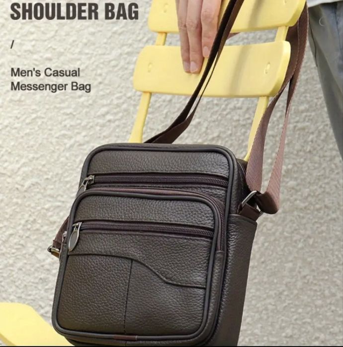 Компактна и Елегантна чанта за през рамо/Черна ест. кожа -10% Промоция