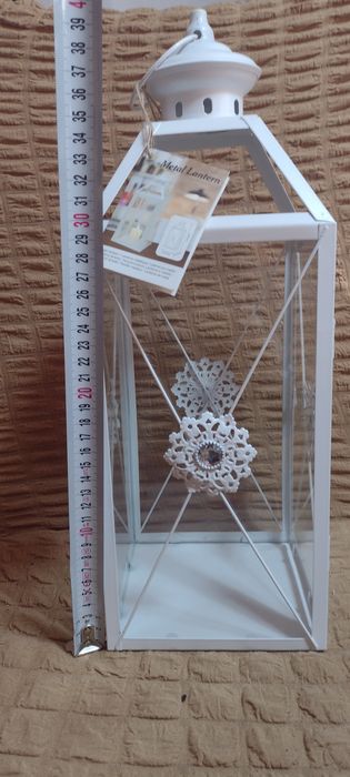 Фенер метал, нов, 15/15/42 см, украса, декорация