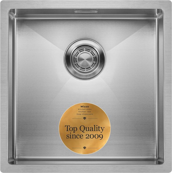 40х40см Кухненска мивка за вграждане от неръждаема стомана + сифон