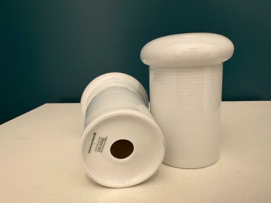 Solnițe Art Deco Thomas Rosenthal, Germania – Porțelan alb, set 2 buc