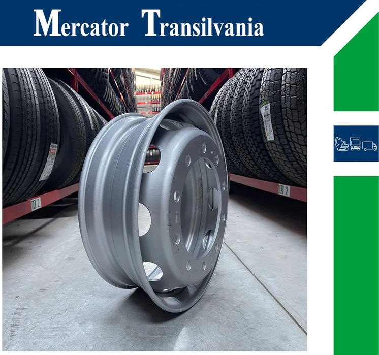 Janta NOUA  Otel 9.00X22.5 Akojant 10 prezoane, 105 mm intre prezoane, fiu 280 mm, flansa laterala Valva exterioara Toate Pozitiile