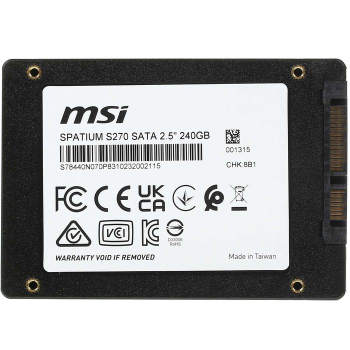 - Твердотельный накопитель SSD 240GB MSI SPATIUM S270 2.5" SATA III