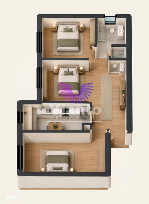 Apartament 3 Camere - 2 Bai - Parter 74mpu - Terezian