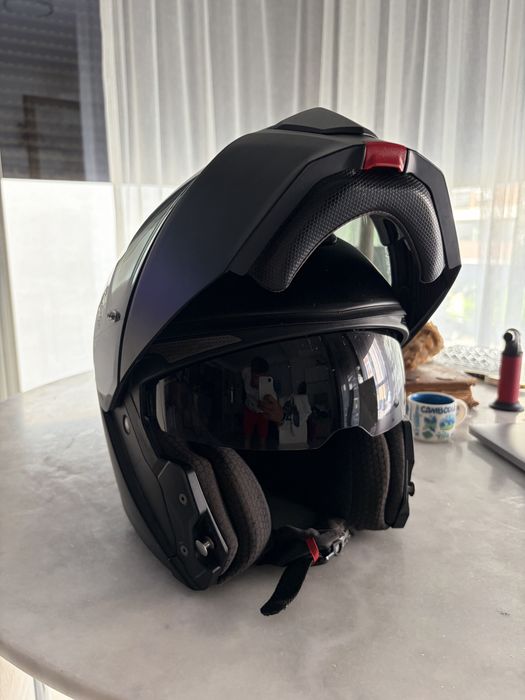 Casca moto HJC Rpha 90 flip up, ochelari, all black mat. 57-58cm