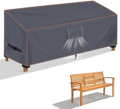 Ново сиво покривало Водоустойчив калъф за градинска пейка 183x75x66/91 см