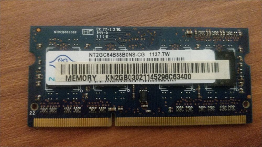 Оперативная память для ноутбука 2GB. Nanya NT2GC64B88B0NS-CG 2GB