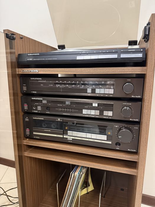 Ретро аудио сет GRUNDIG - Усилвател, дек, тунер, грамофон и рак шкаф