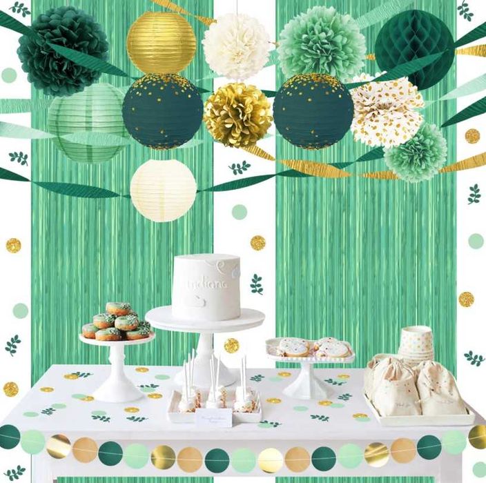 Set decorațiuni petrecere Verde & Auriu – 22 piese