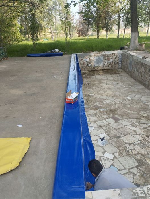 Натяжнка бассейна тентом , ПВХ пленкой  , ремонт бассейнов