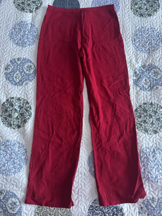 Червен Ленен Панталон - права квойка