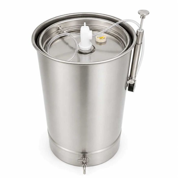 Butoi (cisterna) INOX cu capac flotant 102 L si camera din silicon, cadou robinet din INOX