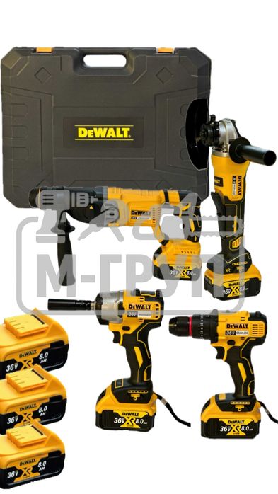 Комплект Девалт 4в1 Ъглошлайф,Винтоверт,Гайковерт и Перфоратор