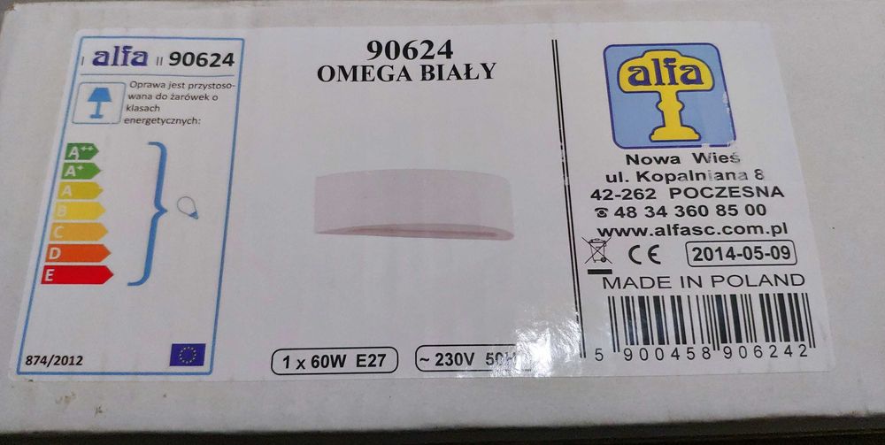 Лампа керамичен стенен плафон Alfa Omega бял (2 бр.)