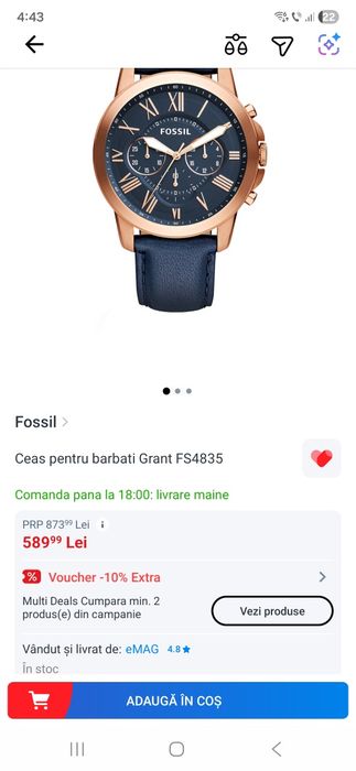 Ceas Fossil FS4835 +factura  garantie eMag