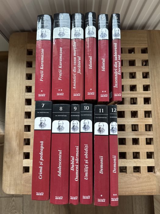 FM Dostoievski - 12 volume NOI, ținute în bibliotecă, Adevărul Cărți complet noi, niciodată citite, ținute cu grijă într-o bibliotecă personală