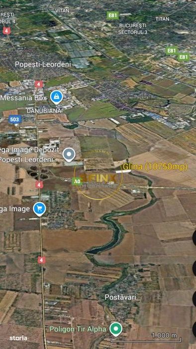 Teren intravilan Glina, Ilfov – 10750 mp, langa depozitele Megaimage