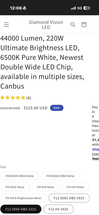 Nou 2026Becuri led Hb4 9006 Diamond Vision F12 220w 44000 lm 6500k