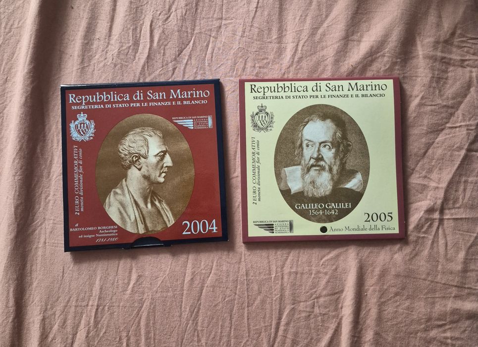 Сет Сан Марино 2 евро, 2004 Borghesi, 2005 Galileo Galilei, San Marino 2 euro